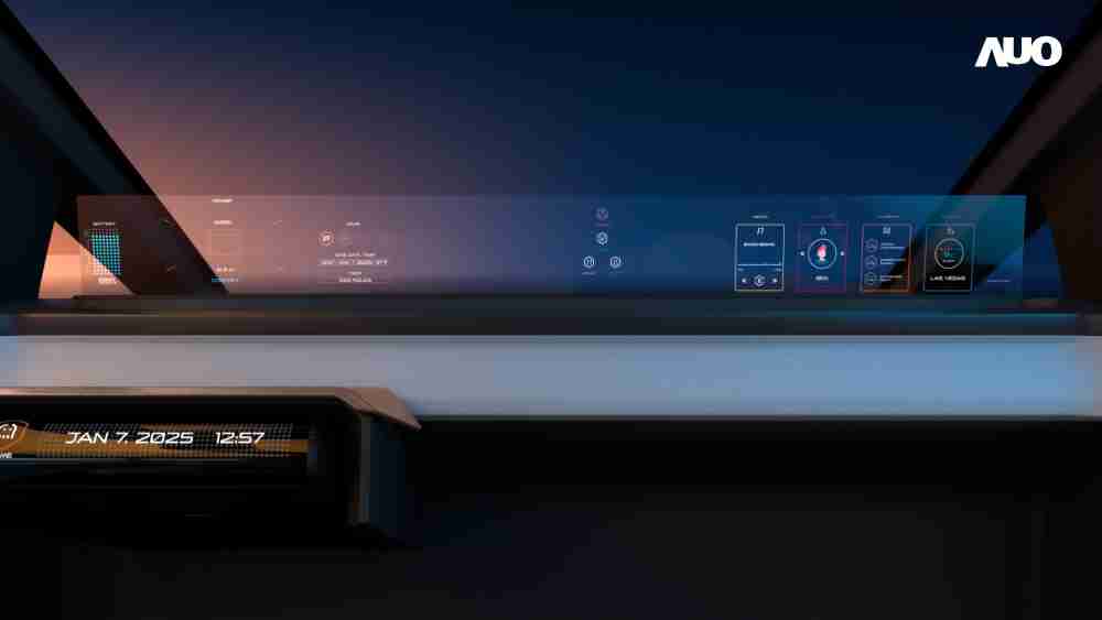 尊时凯龙无界透明显示接口(Horizon Image Glass)透过车运算方案整合仪表板、、中控台及副驾显示器，，，一体式全景呈现，，，提供乘用者清晰的前方视野、、行车必要信息与娱乐功能